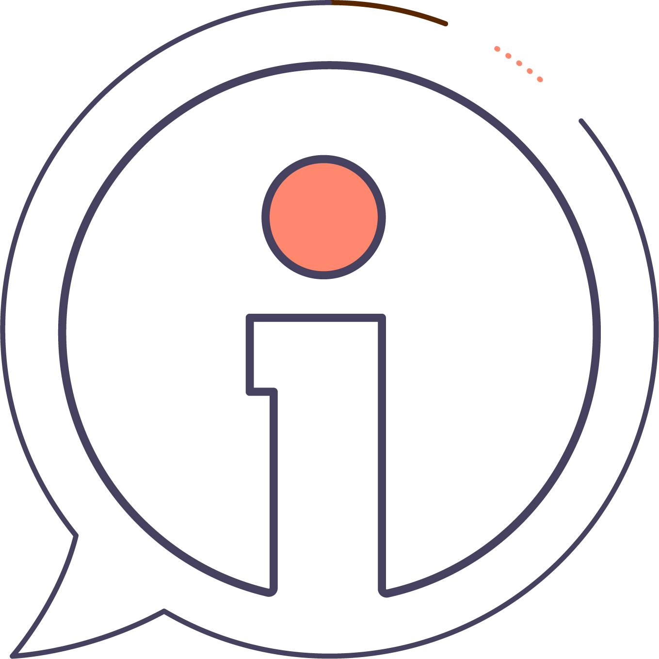 Icon image of the information circle and i in the middle to describe a SWOT Aanalysis.