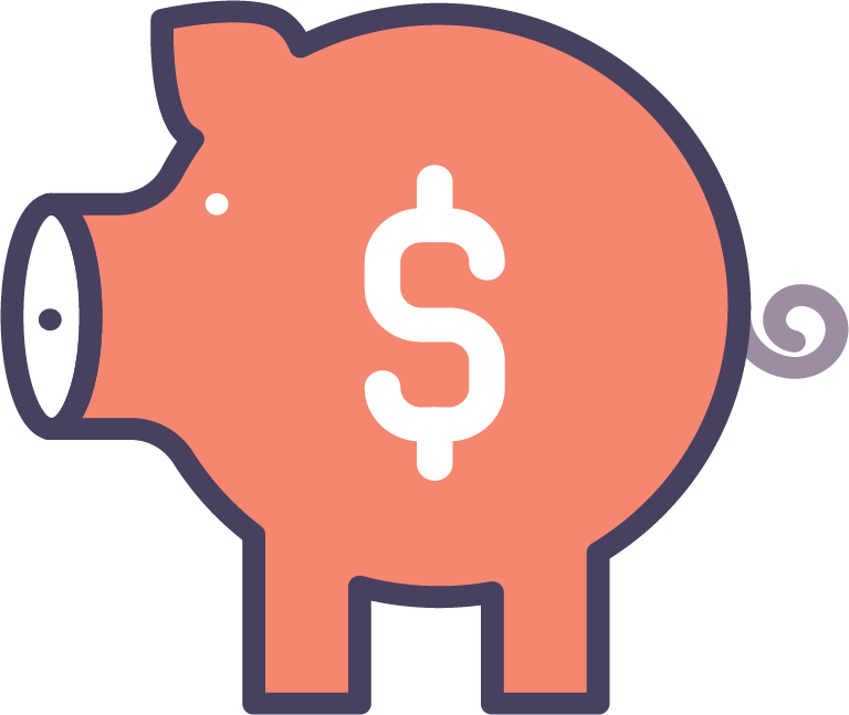 Piggy Bank icon with a dollar sign on the belly.