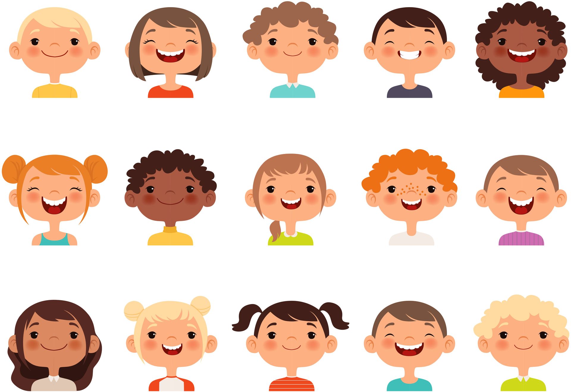 Multiple cartoon happy faces.
