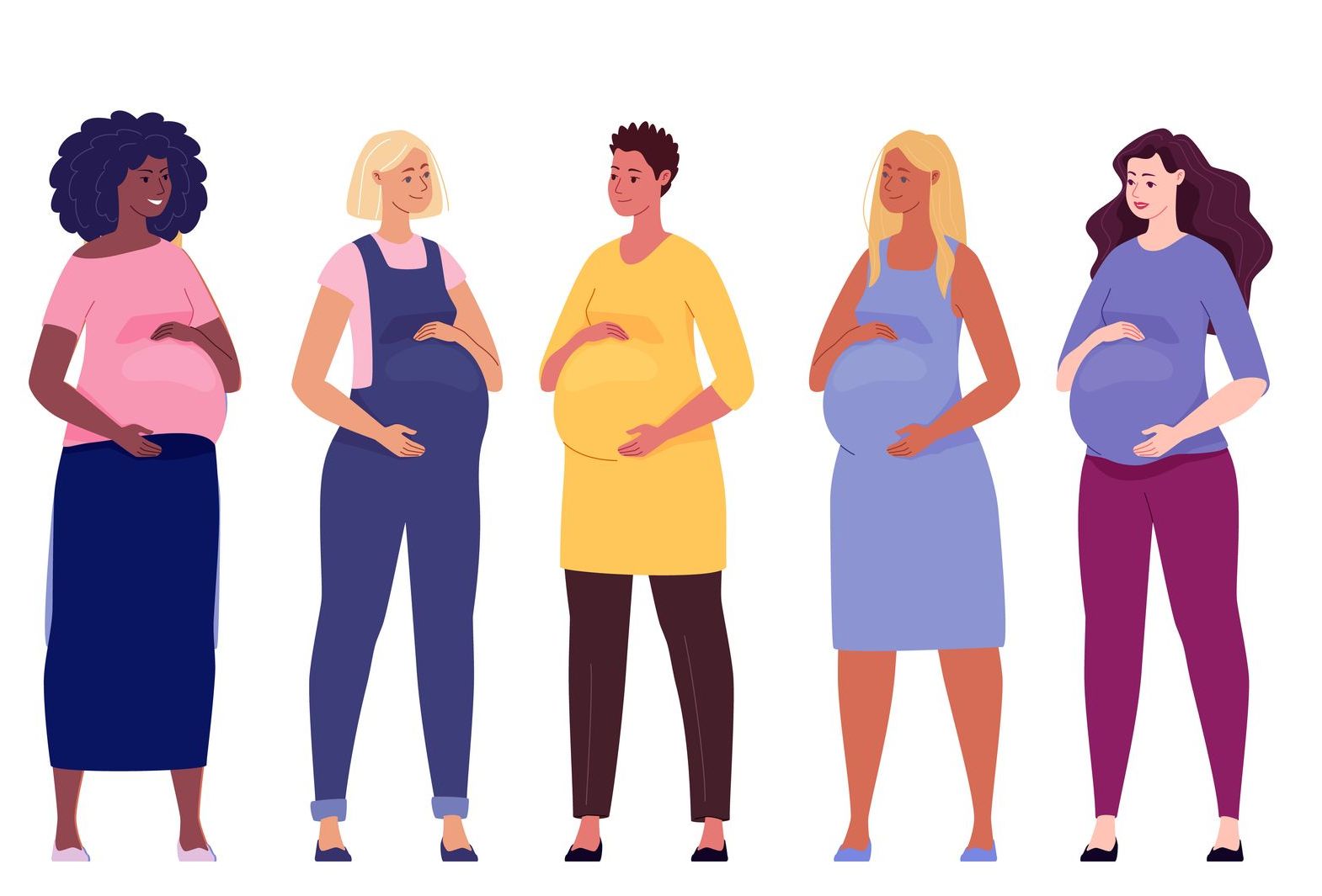 Cartoon drawing of several pregnant women.