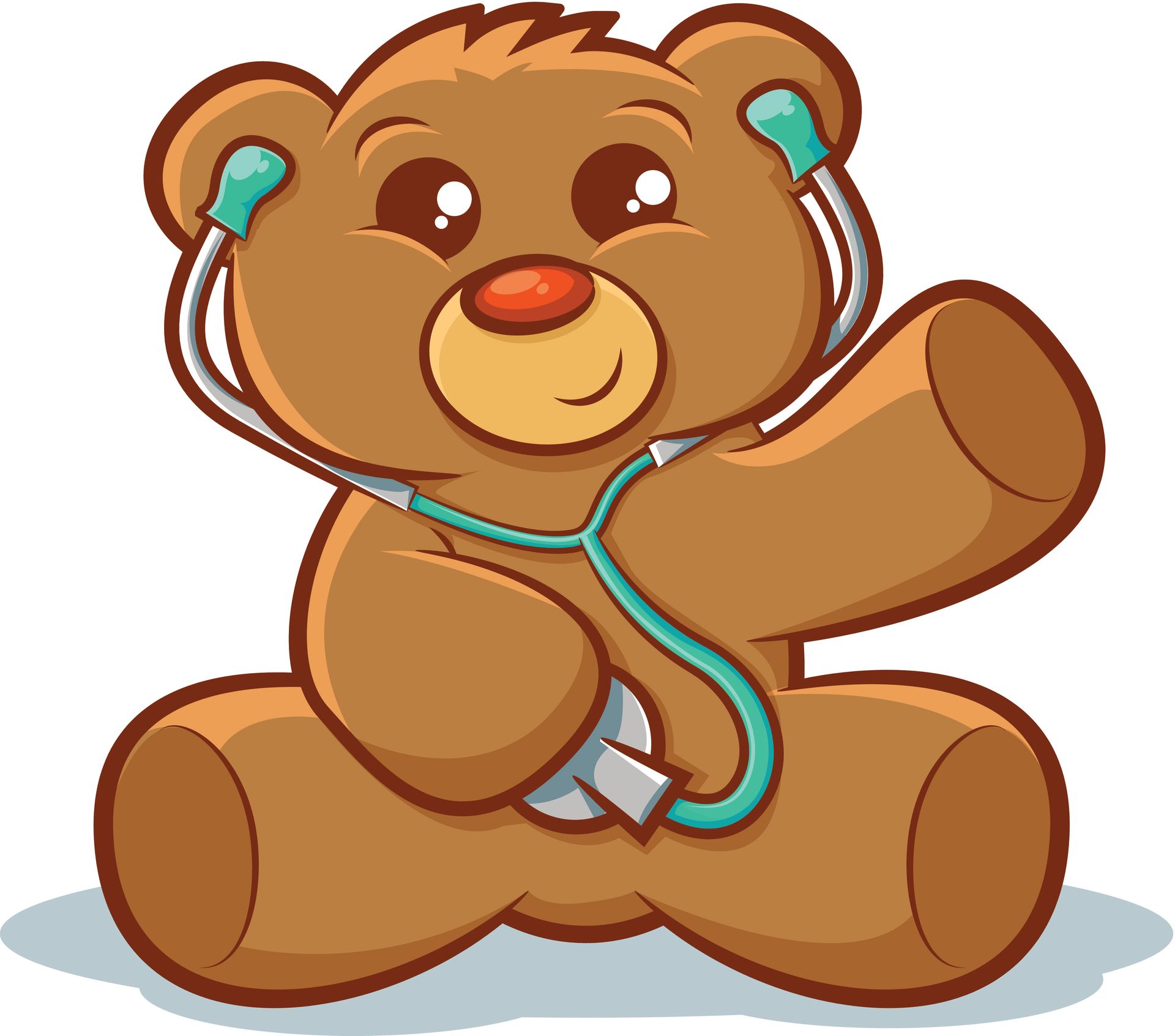 Happy cartoon teddy bear.