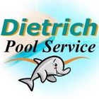 The logo for dietrich pool service has a dolphin on it.