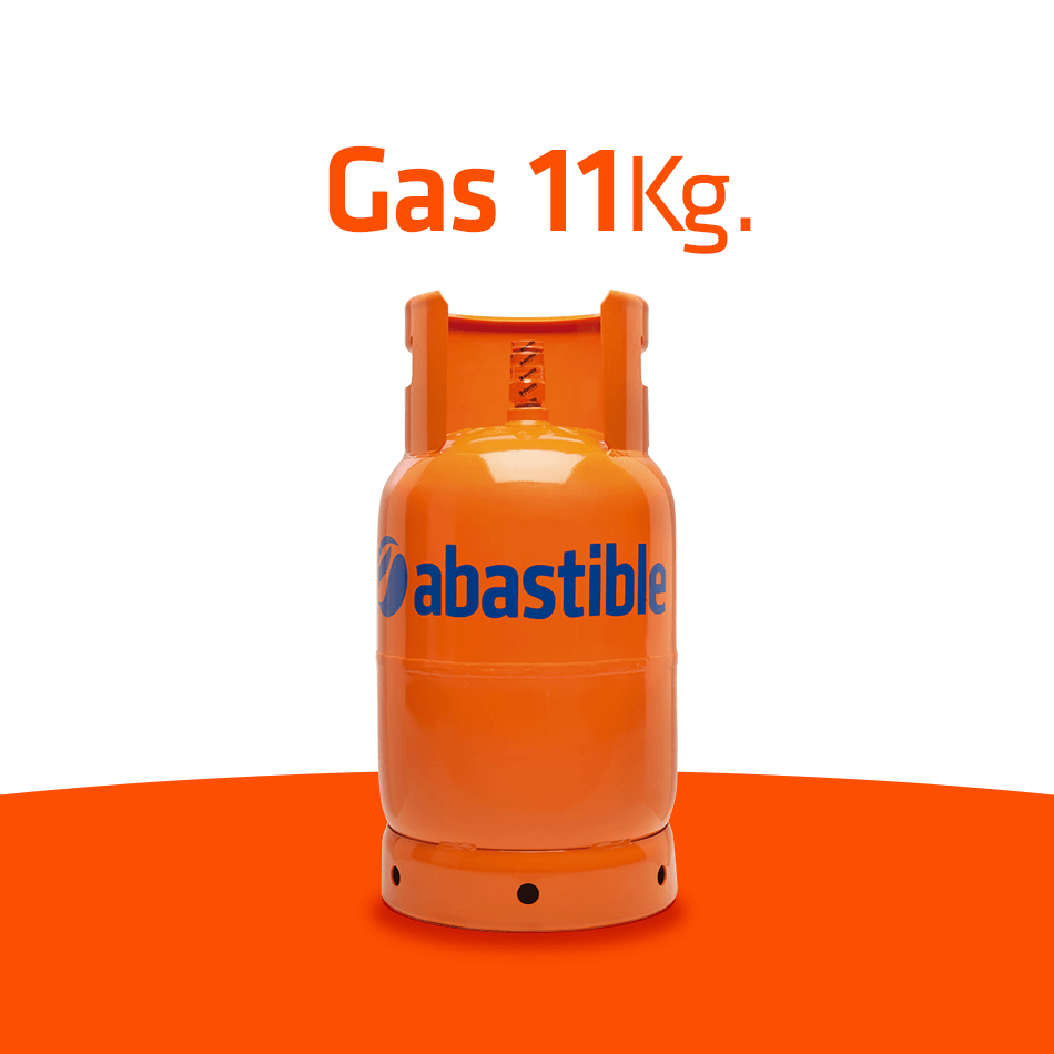 Un cilindro de gas naranja con la palabra gas escrita en él.