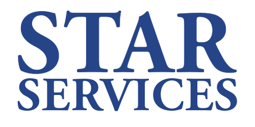 The logo for star services is blue and white on a white background.