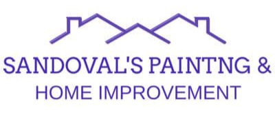 Purple Sandoval&rsquo;s Painting & Home Improvement logo with house roofline