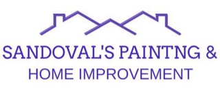 Purple Sandoval&rsquo;s Painting & Home Improvement logo with house roofline