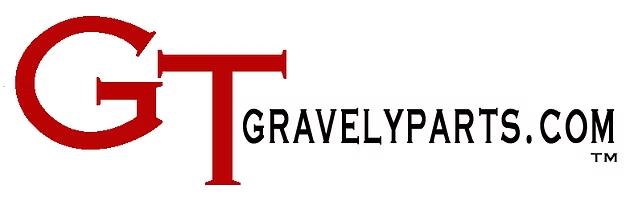 Logo for GravelyParts.com in red and black, with the letters
