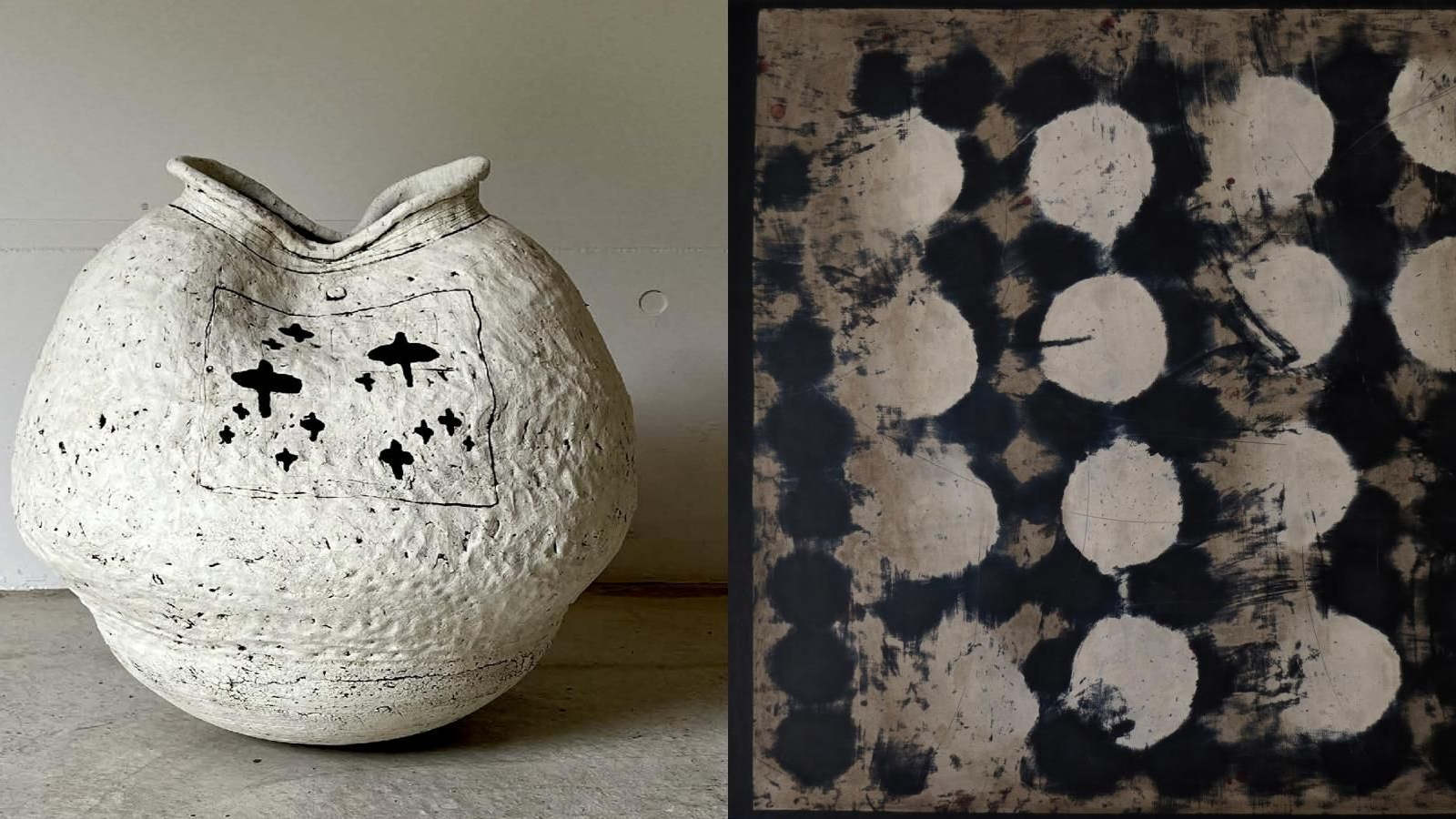 View of Marie Higashi and Kansai Noguchi artworks