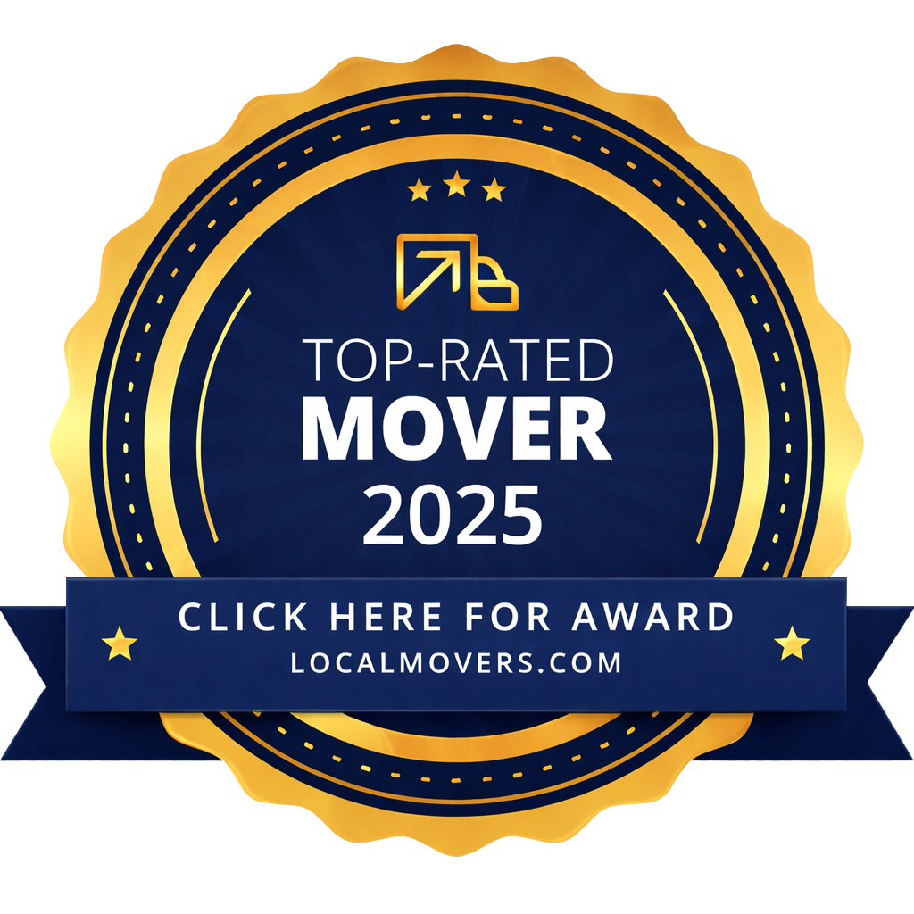 A blue and gold badge that says `` top-rated mover 2024 ''.