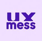 A purple logo for ux mess on a purple background