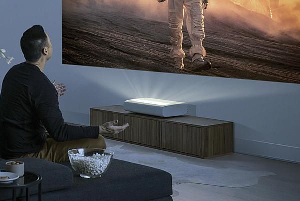 LG HU85LA CineBeam Ultra Short Throw Projector Viewing