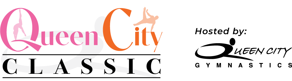 A logo for queen city classic hosted by queen city gymnastics