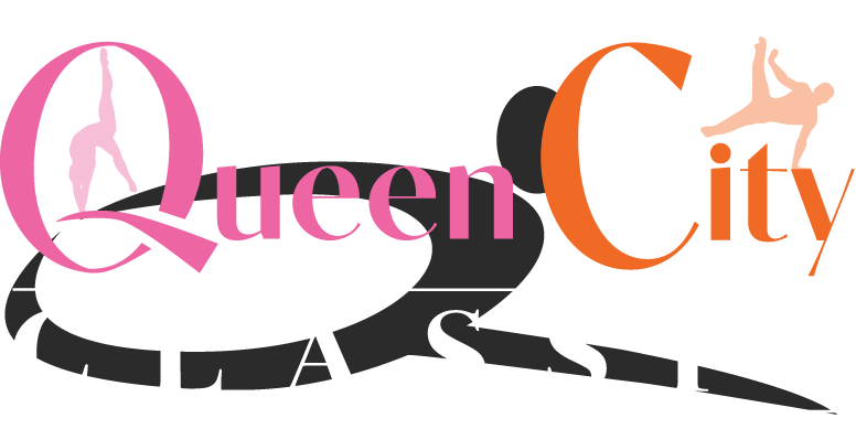 A queen city logo with a silhouette of a woman