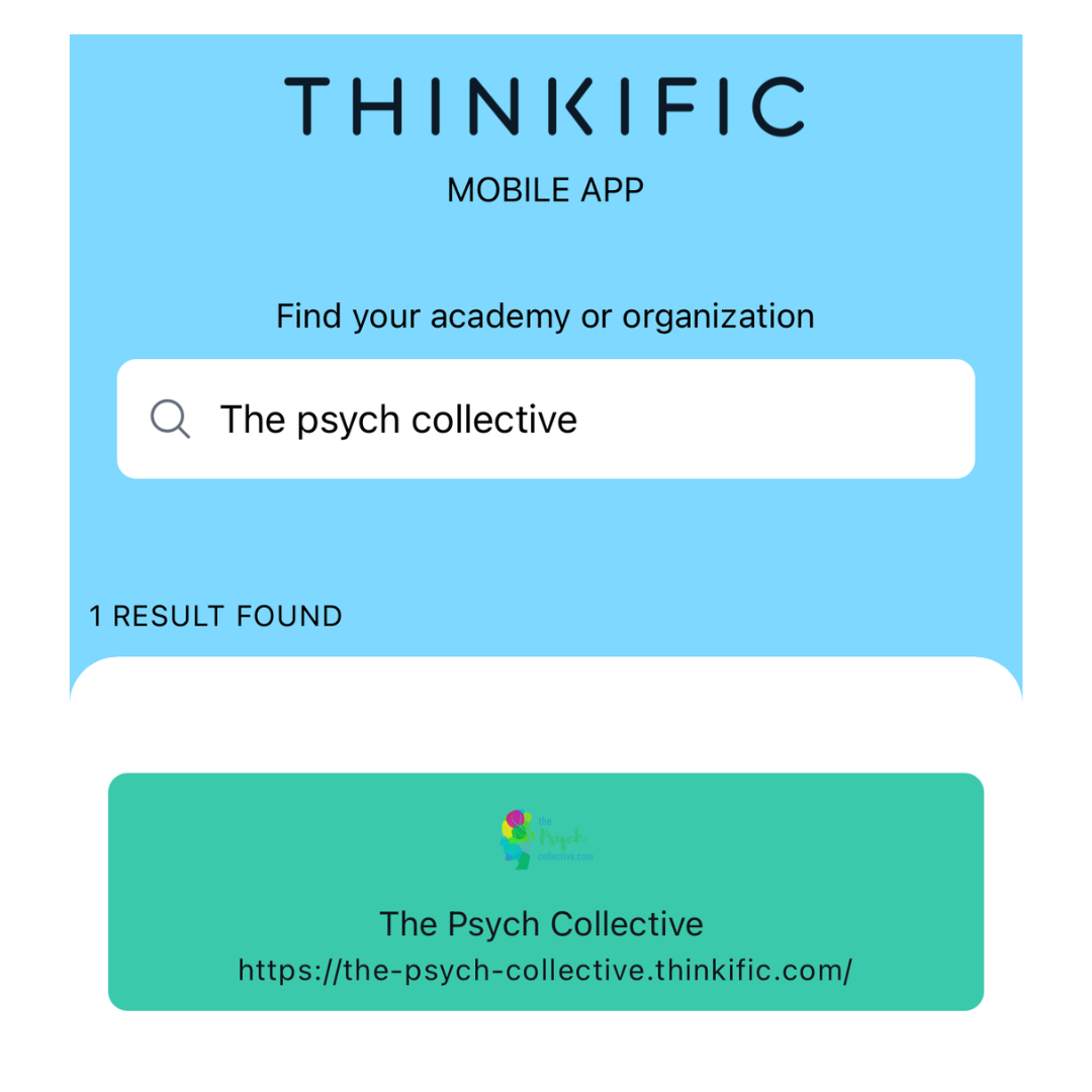 Screenshot of the Thinkific app for The Psych Collective