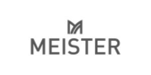 Ein schwarz-weißes Logo für eine Firma namens Meister