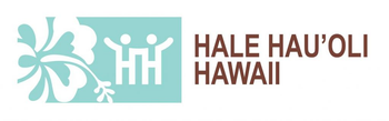 A logo for hale hau 'oli hawaii with a hibiscus flower