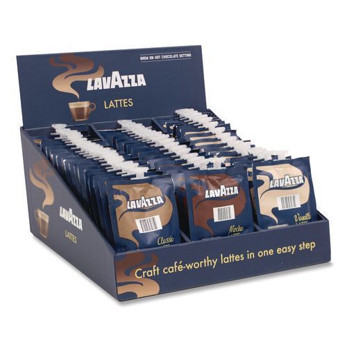A box of lavazza lattes in one easy step.