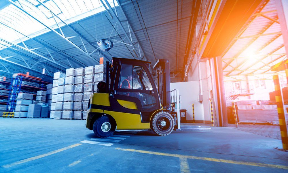 Forklift Loader In Warehouse