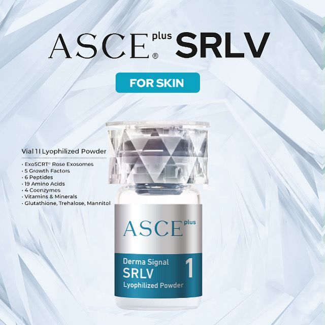 A bottle of asce plus srlv for skin