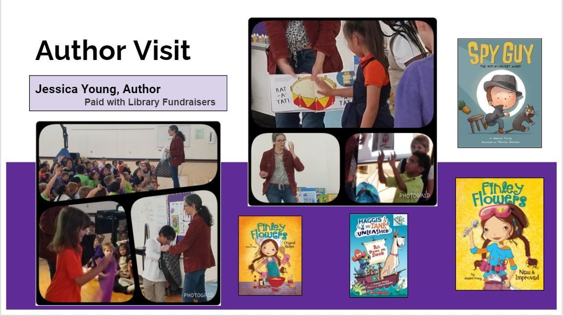 a collage of pictures with the words author visit at the top