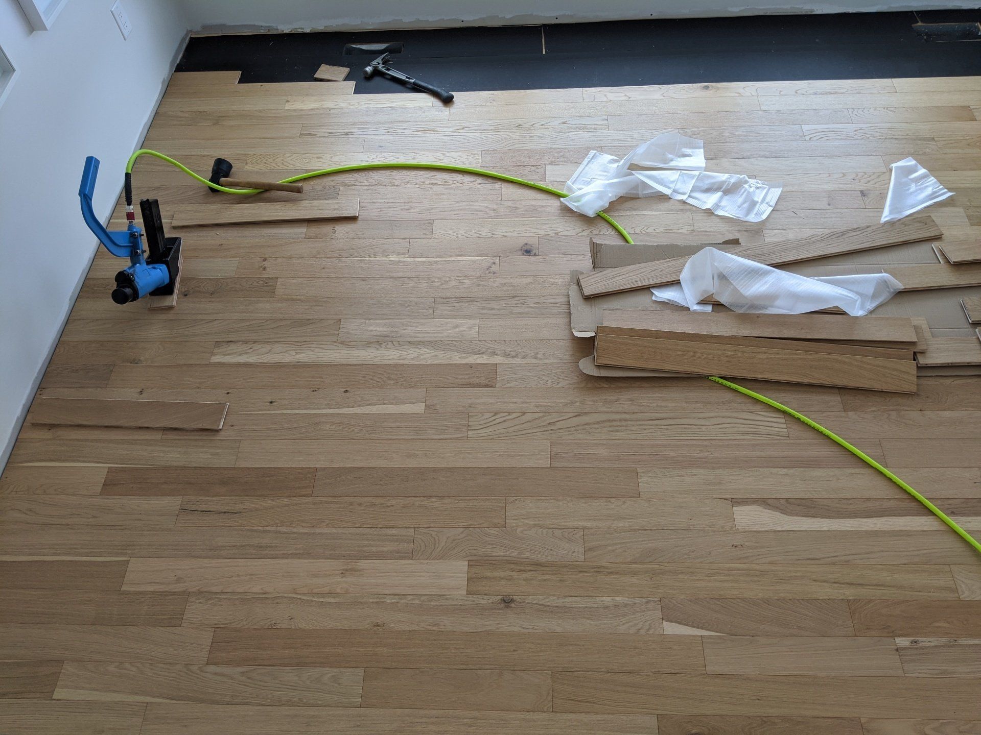 interior, house wooden floor under construction