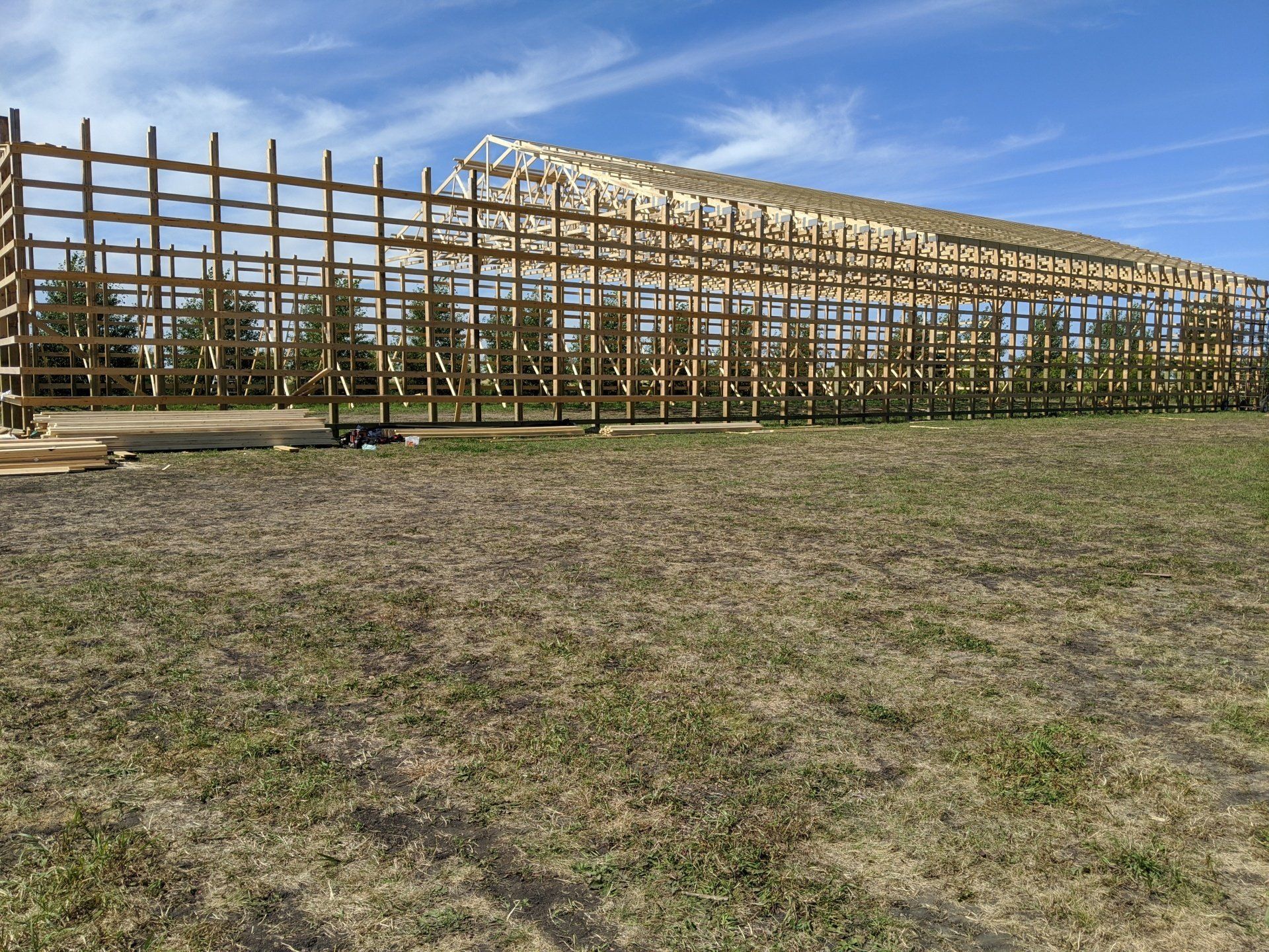 huge commercial building or warehouse in early construction stage