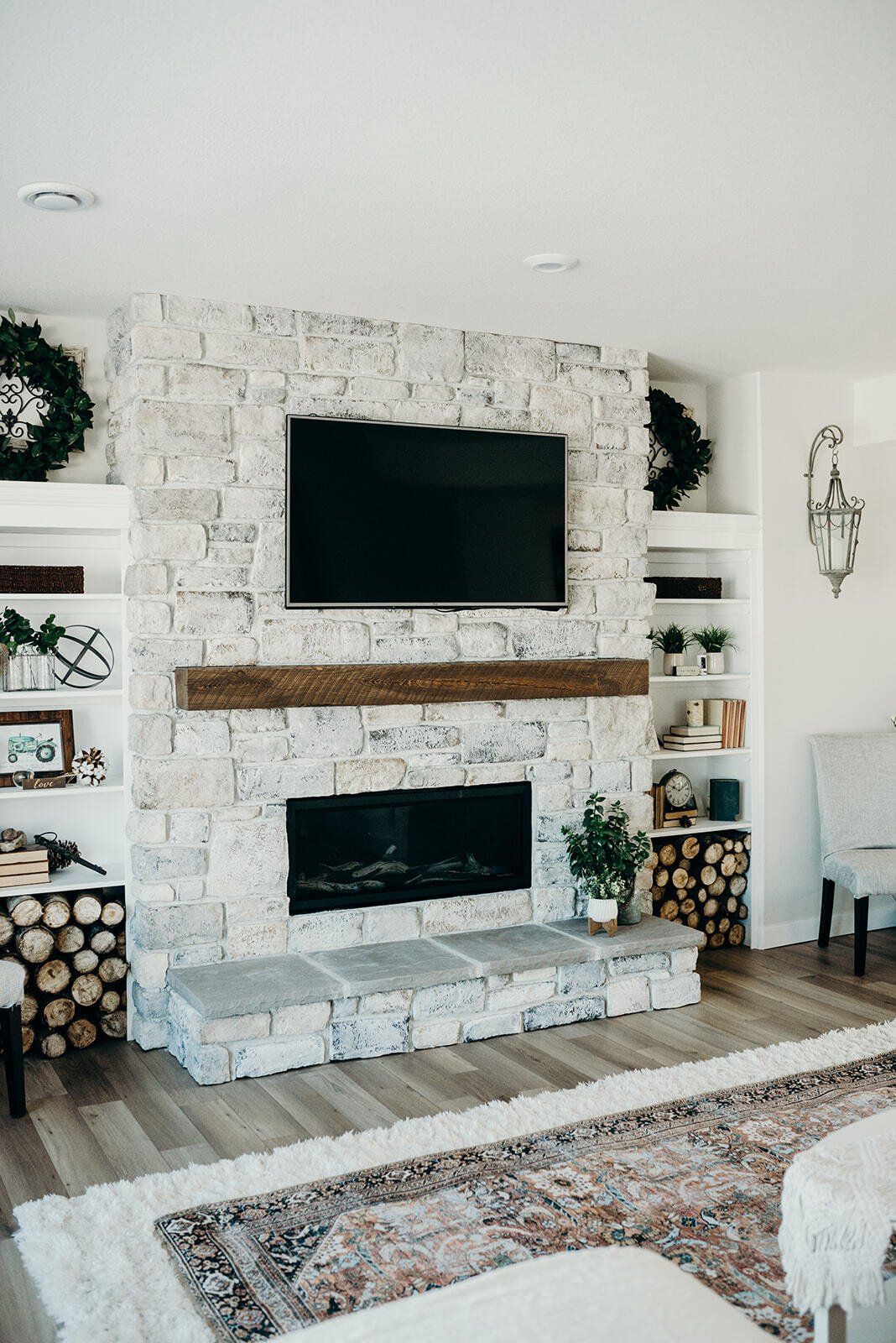 interior beautiful fireplace