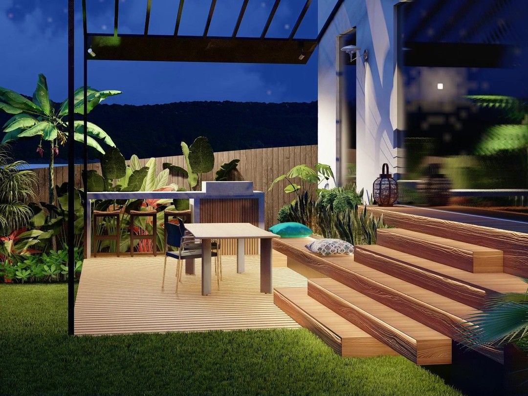 A Deck with Stairs and a Table — North Wollongong, NSW — East Scape Studio