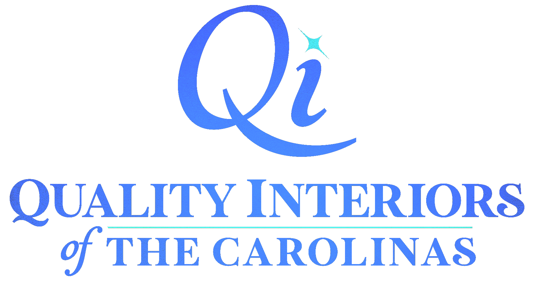 A blue logo for quality interiors of the carolina 's