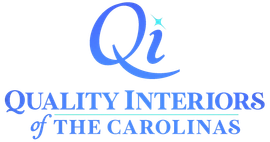A blue logo for quality interiors of the carolina 's