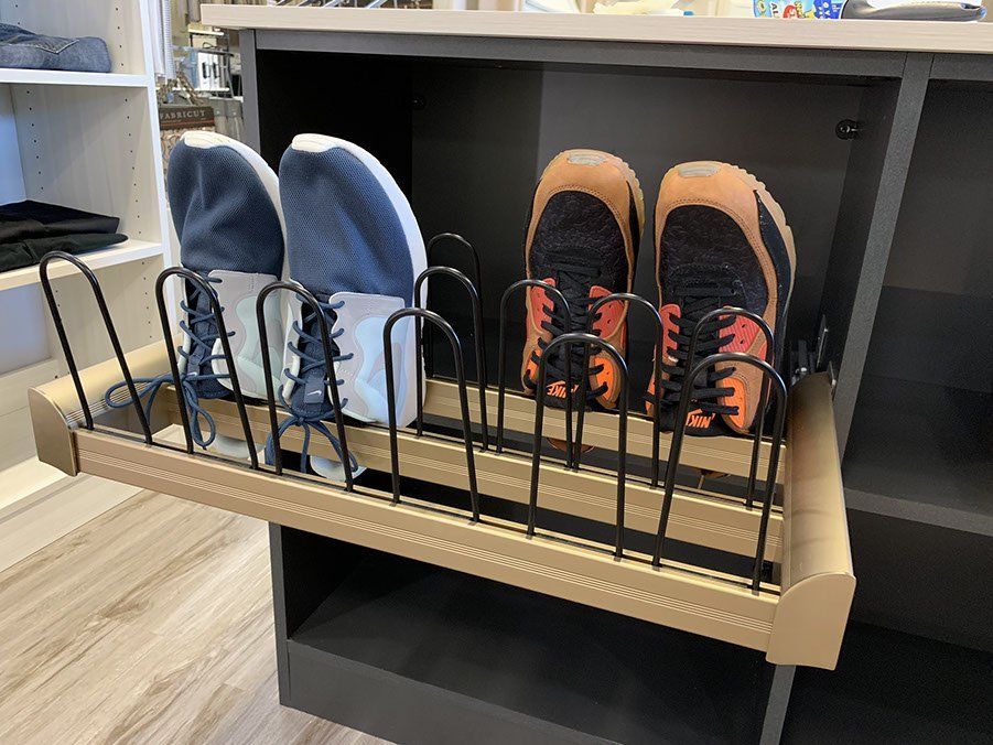 pairs of shoes in rack