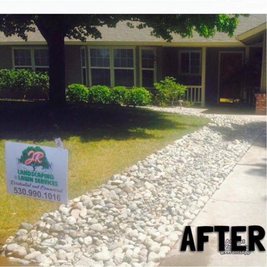 A Sign for Jr Landscaping Lawn Services Is in Front of A House - Oroville, CA - JR Landscaping 