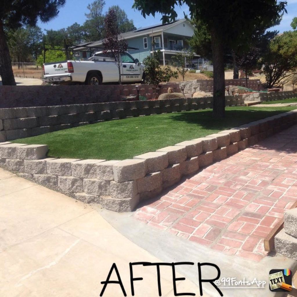 A White Truck Is Parked in Front of A House with The Words After Written on The Bottom - Oroville, CA - JR Landscaping 