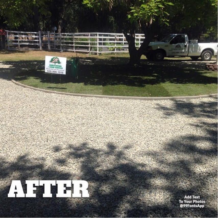 A Picture of A Gravel Driveway with The Words After on The Bottom - Oroville, CA - JR Landscaping