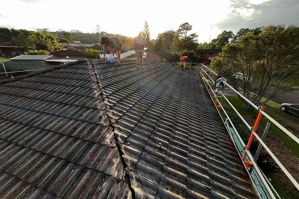 People Cleaning The Roof — Roofer in Lake Macquarie, NSW