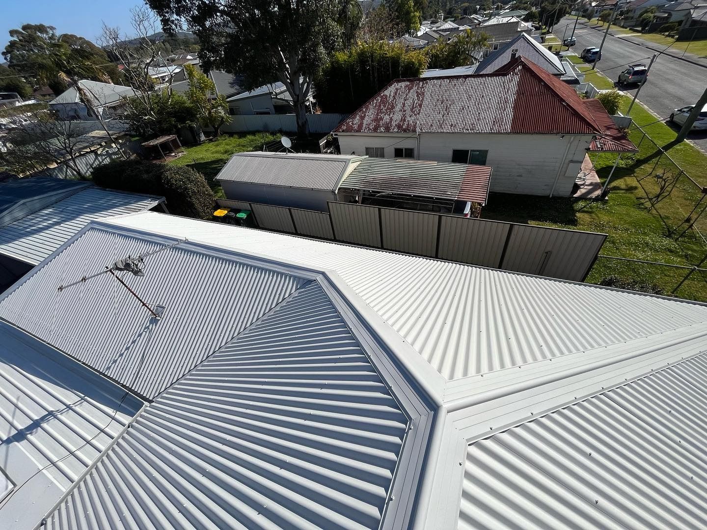 Rooftop Showing Corrugated Metal Roofs