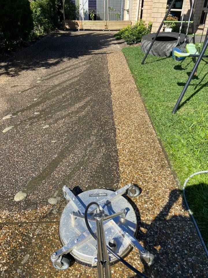 Professionally done pressure cleaning of a concrete surface