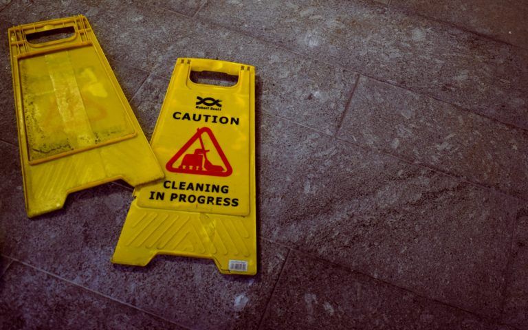 caution, cleaning in progress, floor signs