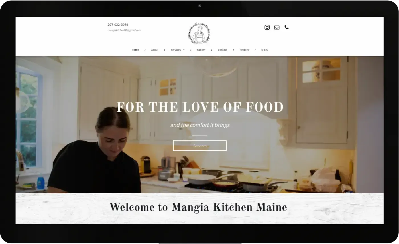 A computer screen shows a woman cooking in a kitchen.