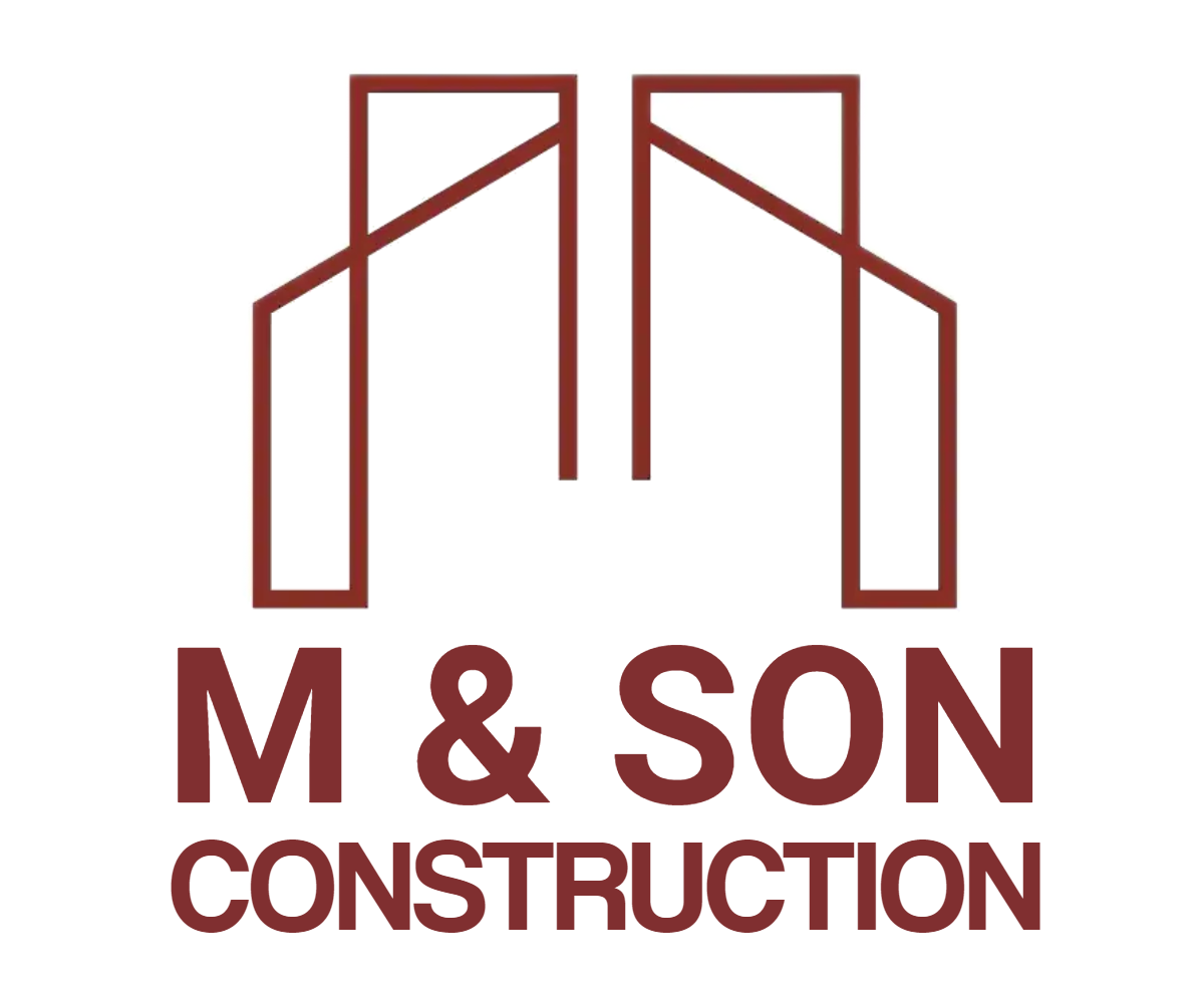 A logo for a construction company called m & son construction.
