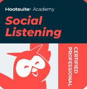 A hootsuite academy social listening certified professional logo