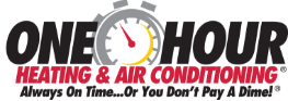 A logo for one hour heating and air conditioning