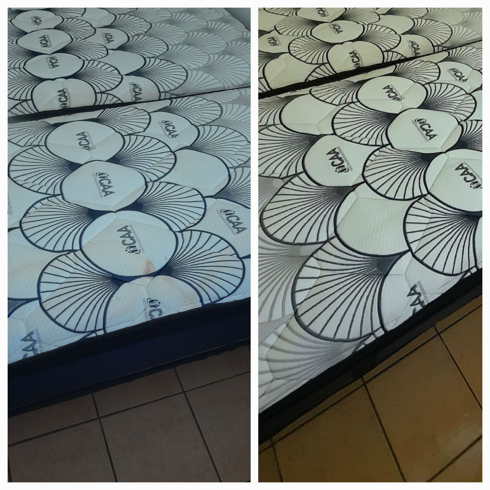 Two Mattresses With a White and Blue Circular Pattern — Magic Mist Carpet Cleaning in Yeppoon, QLD
