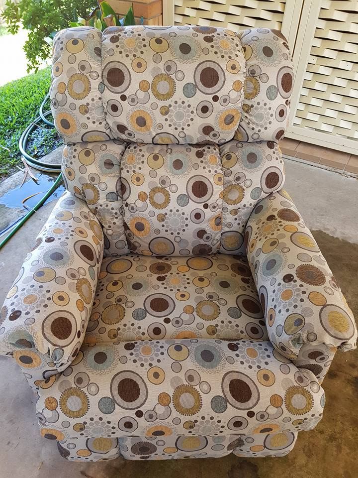 Upholstered Armchair With a Repeating Circular Pattern — Magic Mist Carpet Cleaning in Gracemere, QLD