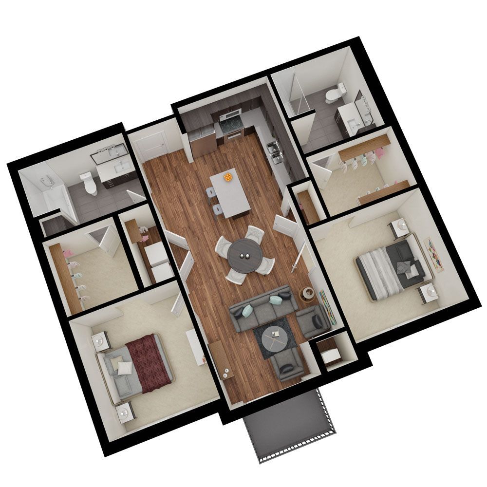 2 Bedroom Floor Plan: Topaz