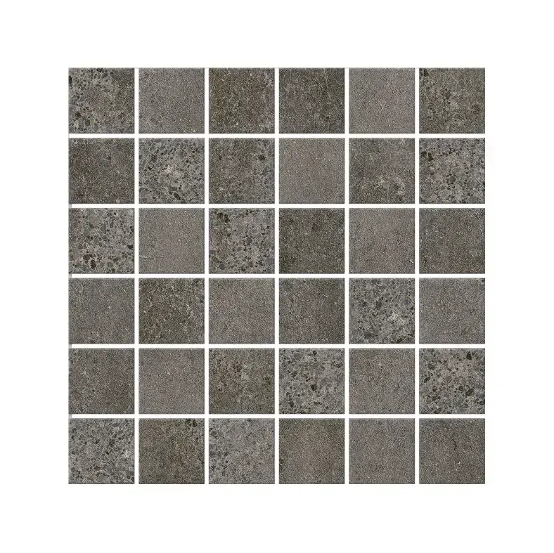 Dark gray square mosaic tile sheet.