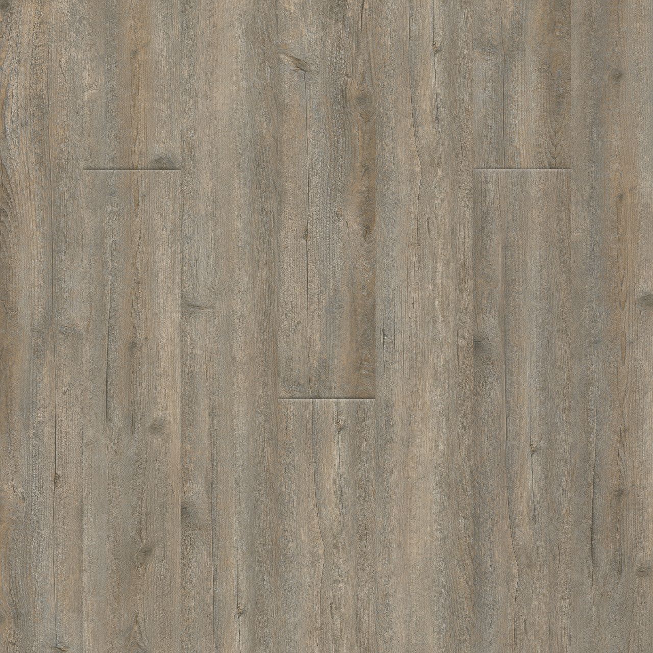 Wooden floorboards in shades of gray and brown.