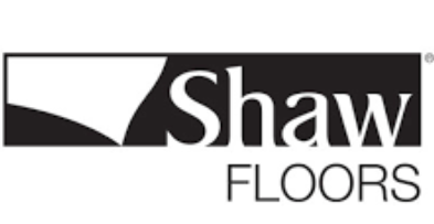 Shaw Floors logo: Black and white text with a stylized