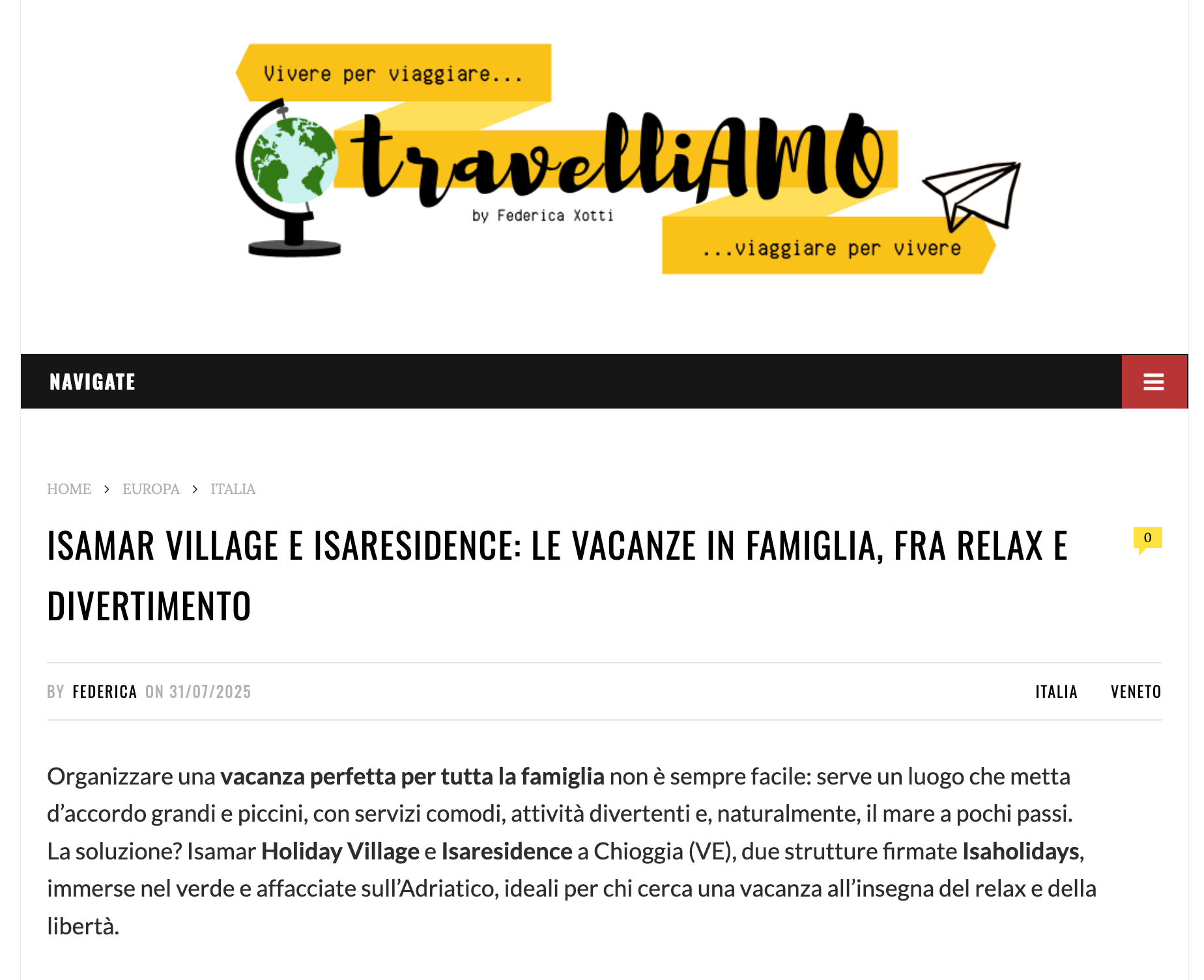 Website with the title 