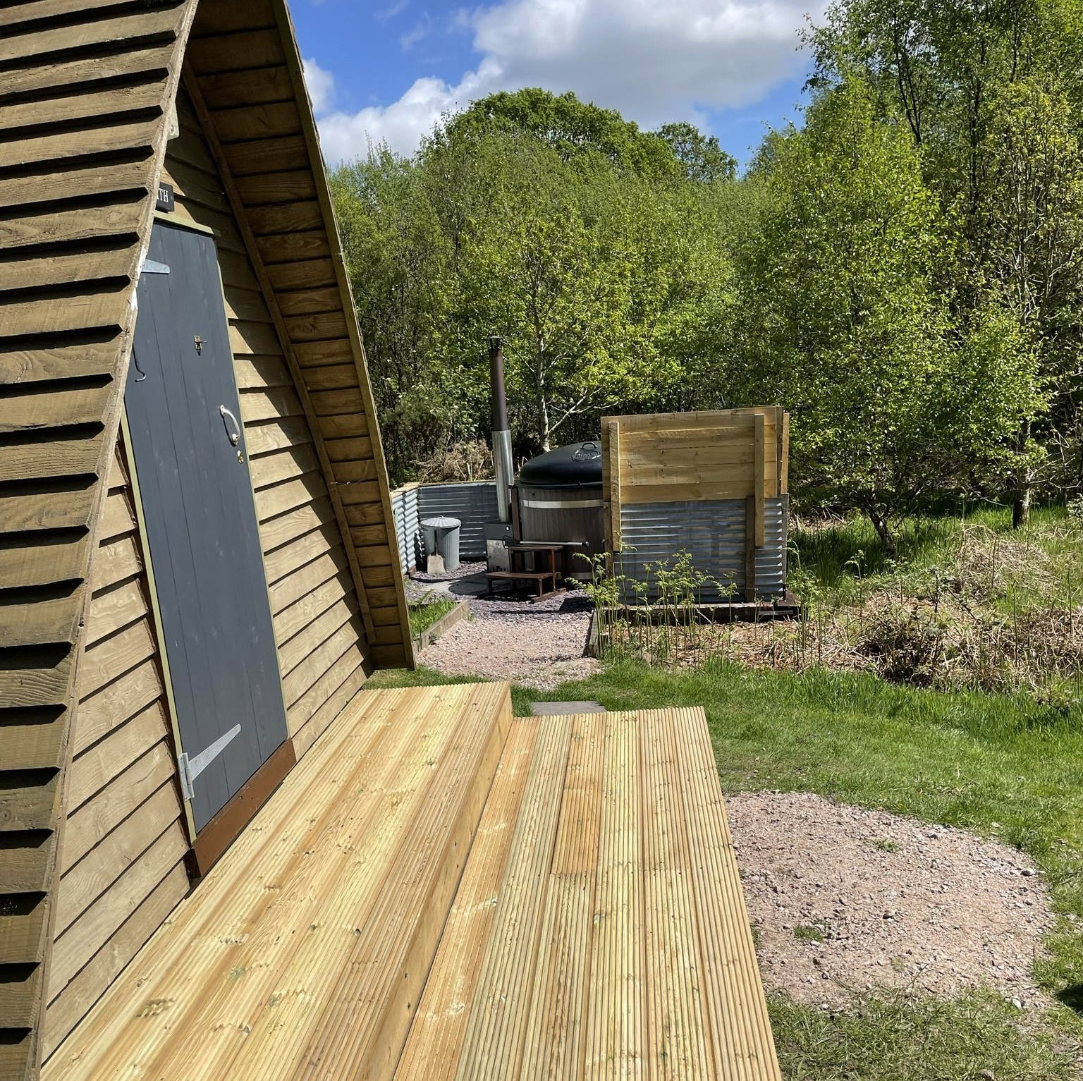 Holiday timber wigwams at Gorsebank Holiday Village Dalbeattie Dumfries and Galloway Scotland